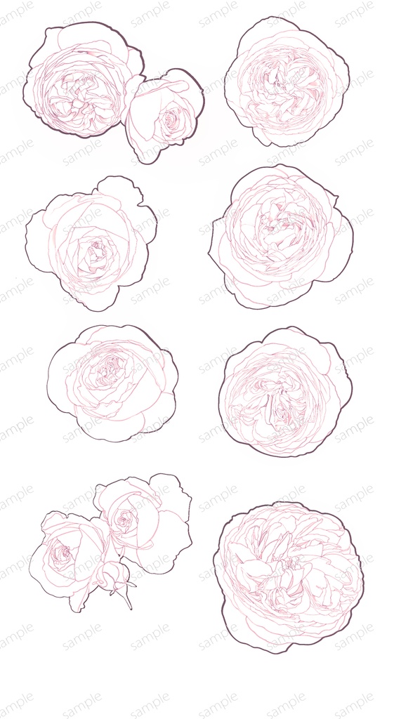 薔薇素材6種類×6色