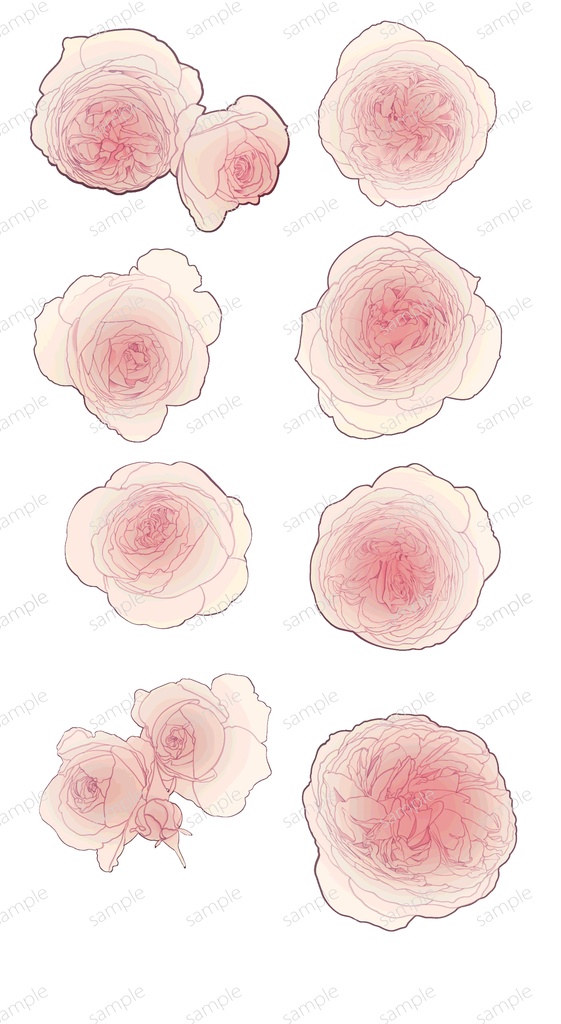 薔薇素材6種類×6色