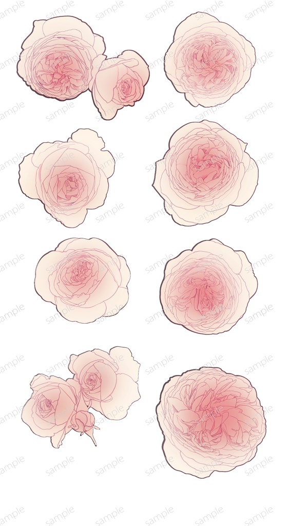 薔薇素材6種類×6色