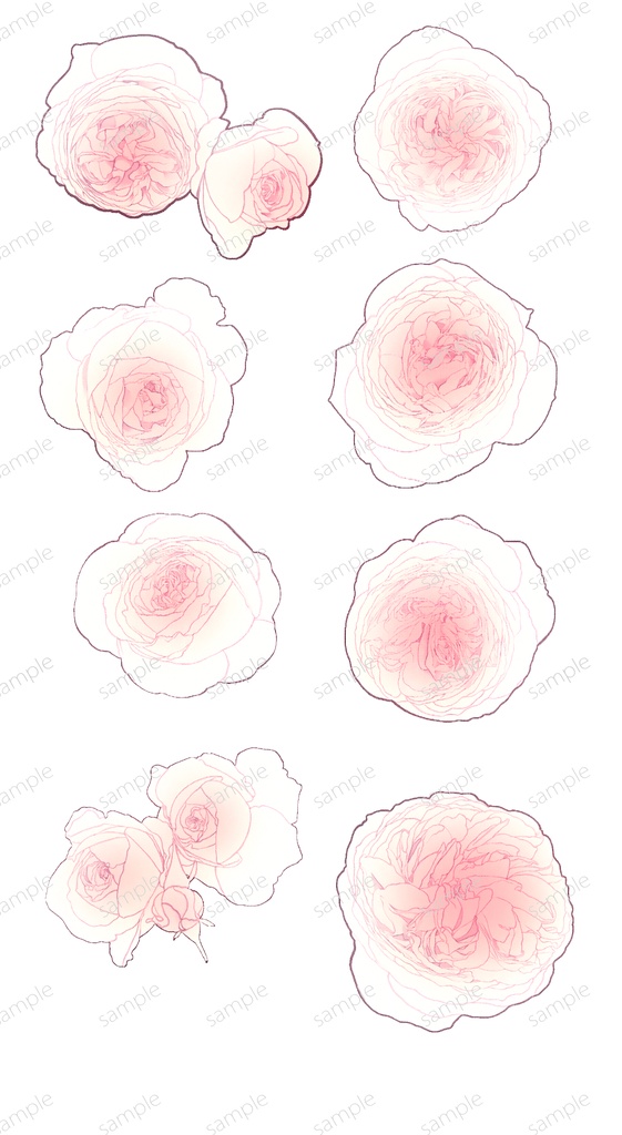薔薇素材6種類×6色