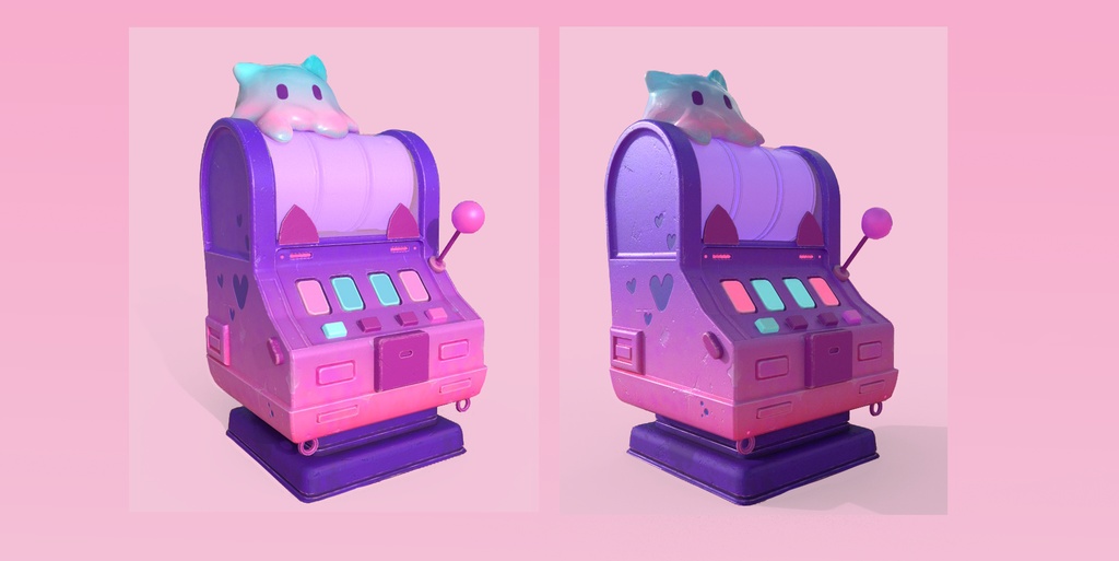 【オリジナル3Dモデル】ゆめかわいい「スロットマシン」3D素材