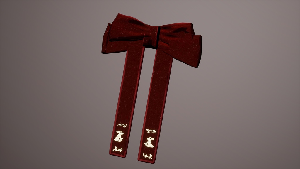 【VRChat想定アクセサリー】クリスマス風 リボン(赤)