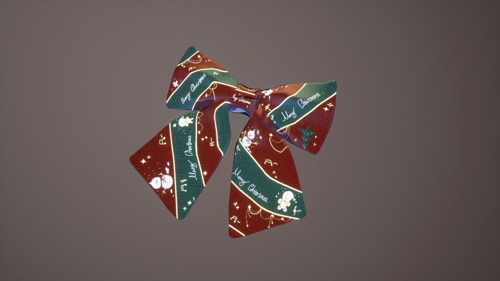 【VRChat想定アクセサリー】クリスマス風 リボン