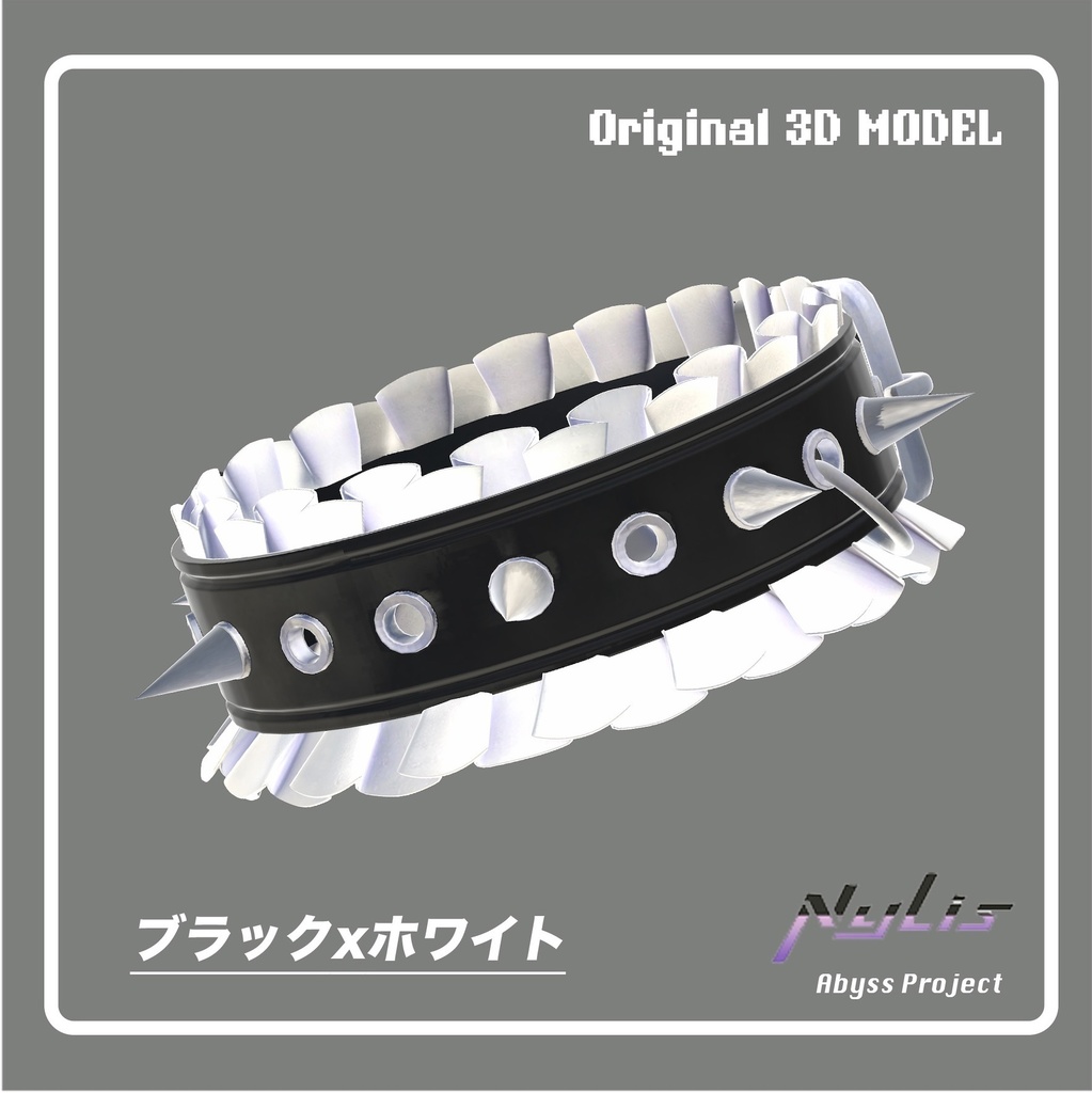 【VRChat想定アクセサリー】【3D通用素材】レースチョーカー(4色+全色)