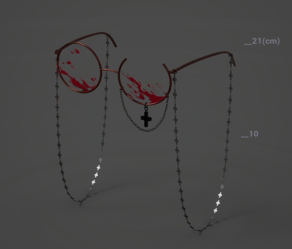 【オリジナル3Dモデル】病みかわ系3Dメガネ素材 血痕エフェクト付き 高精細モデル