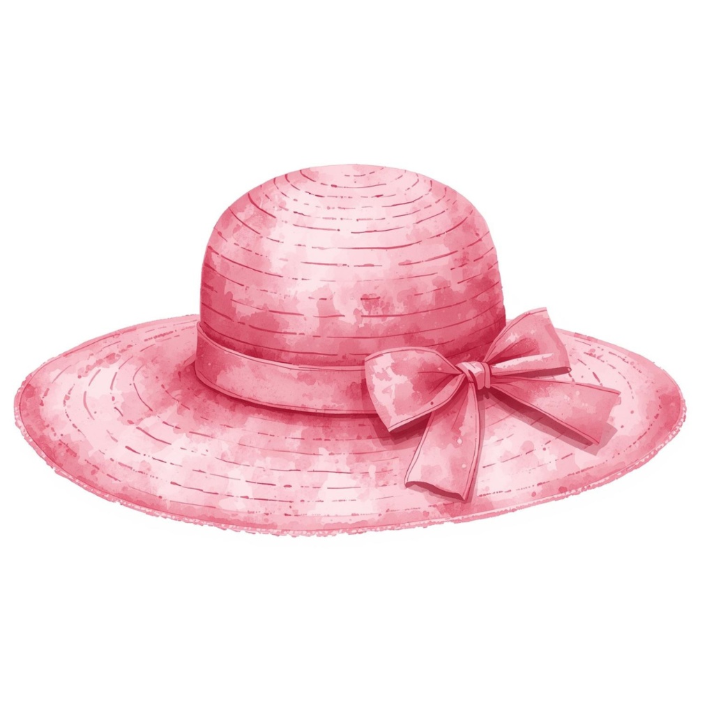 【旅行編】ピンクの水彩・アンティーク風 クリップアート 7点セット