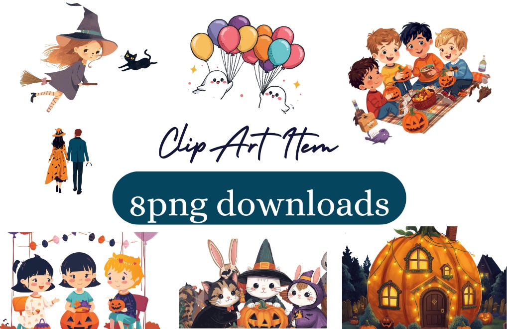 ハロウィンイラストクリップアート　8点セット