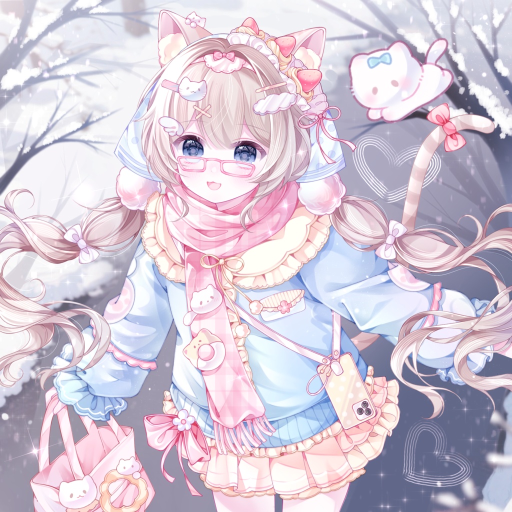 头像绘画模版【雪地小猫】vup可商可自绘/可接稿+定制/礼物定制