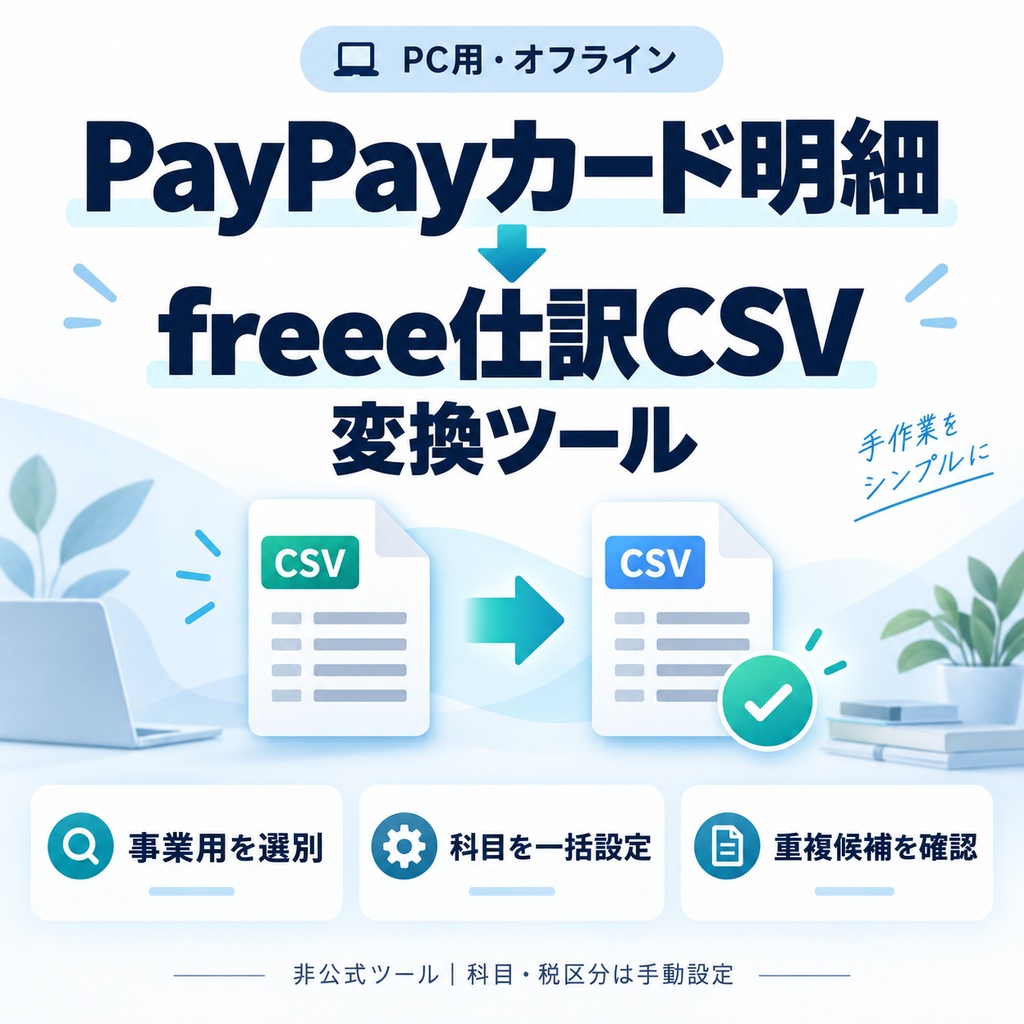 PayPayカード明細 → freee仕訳CSV変換ツール｜PC用・オフライン