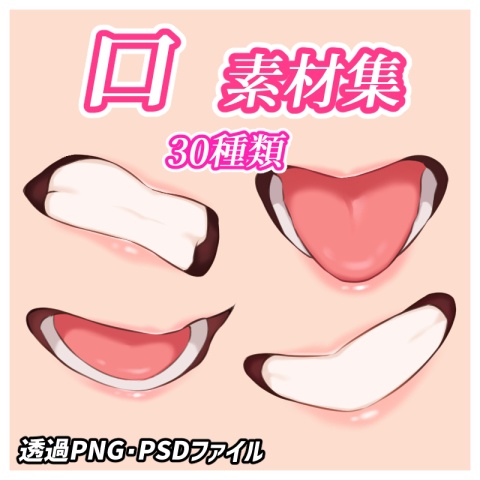【イラスト素材】口のイラスト素材集　30種【トレース・参考OK】