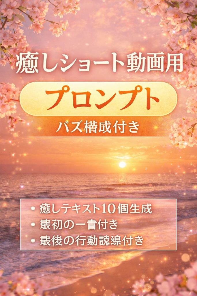 癒しショート動画用プロンプト（バズ構成付き）