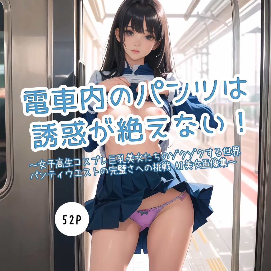 電車内のパンツはパンチラ誘惑が絶えない JKコス巨乳美女 52枚
