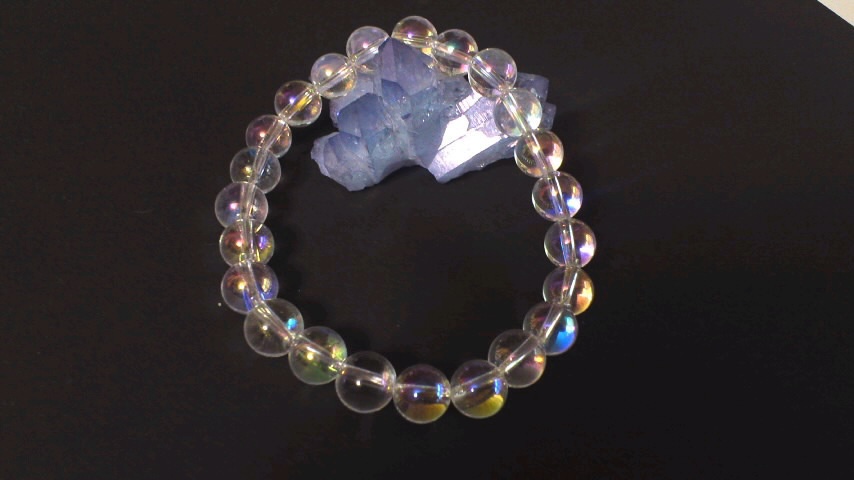 のびる天然石ブレス（レインボー水晶）