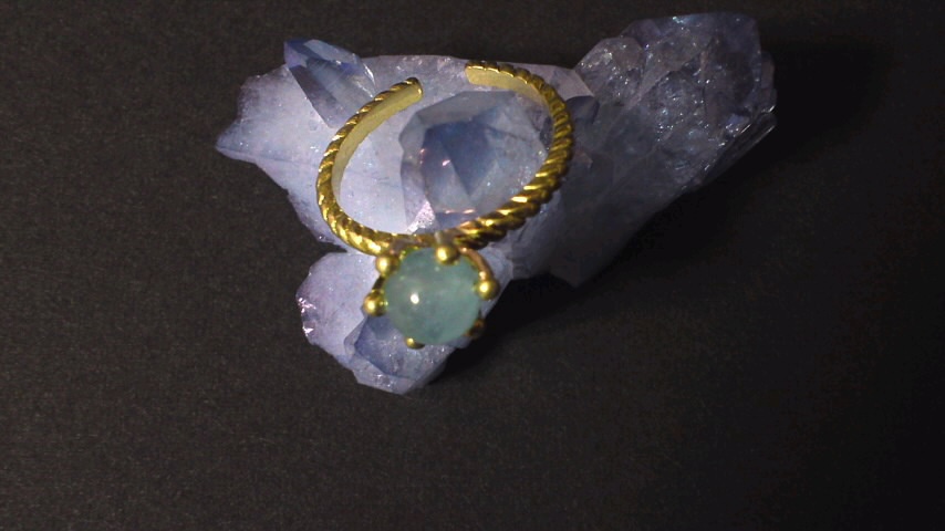 一粒リング(天然石、グラス、スワロ)