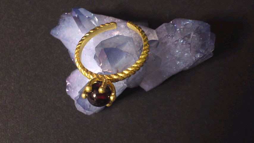 一粒リング(天然石、グラス、スワロ)