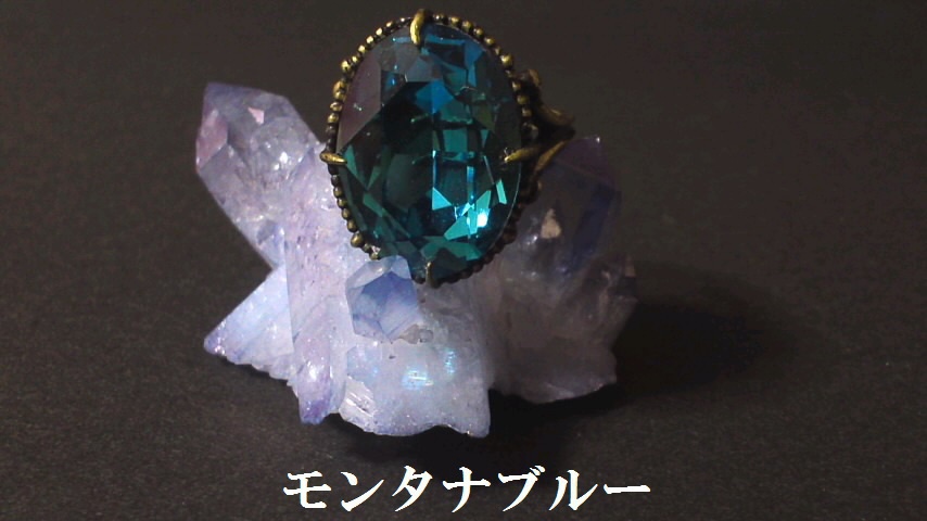 一粒リング(天然石、グラス、スワロ)