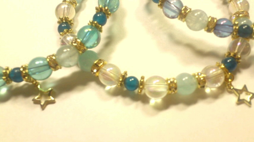 のびる天然石ブレス(オーラ系、アパタイト、アクアマリン)