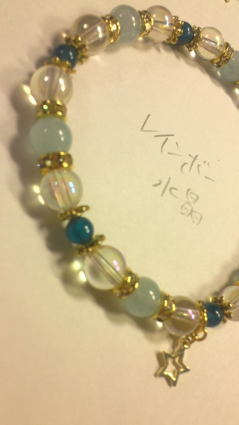 のびる天然石ブレス(オーラ系、アパタイト、アクアマリン)