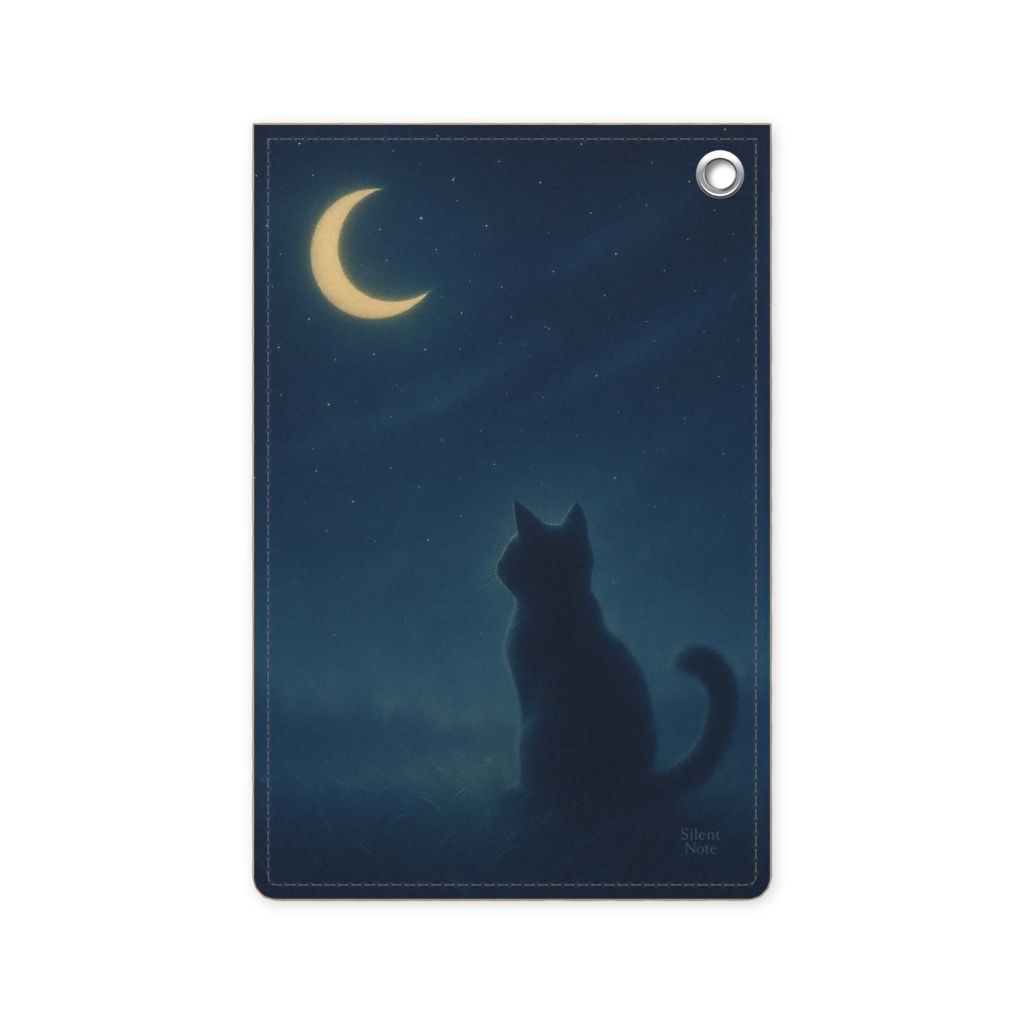 Under the Quiet Moon – 草原の月と猫のパスケース