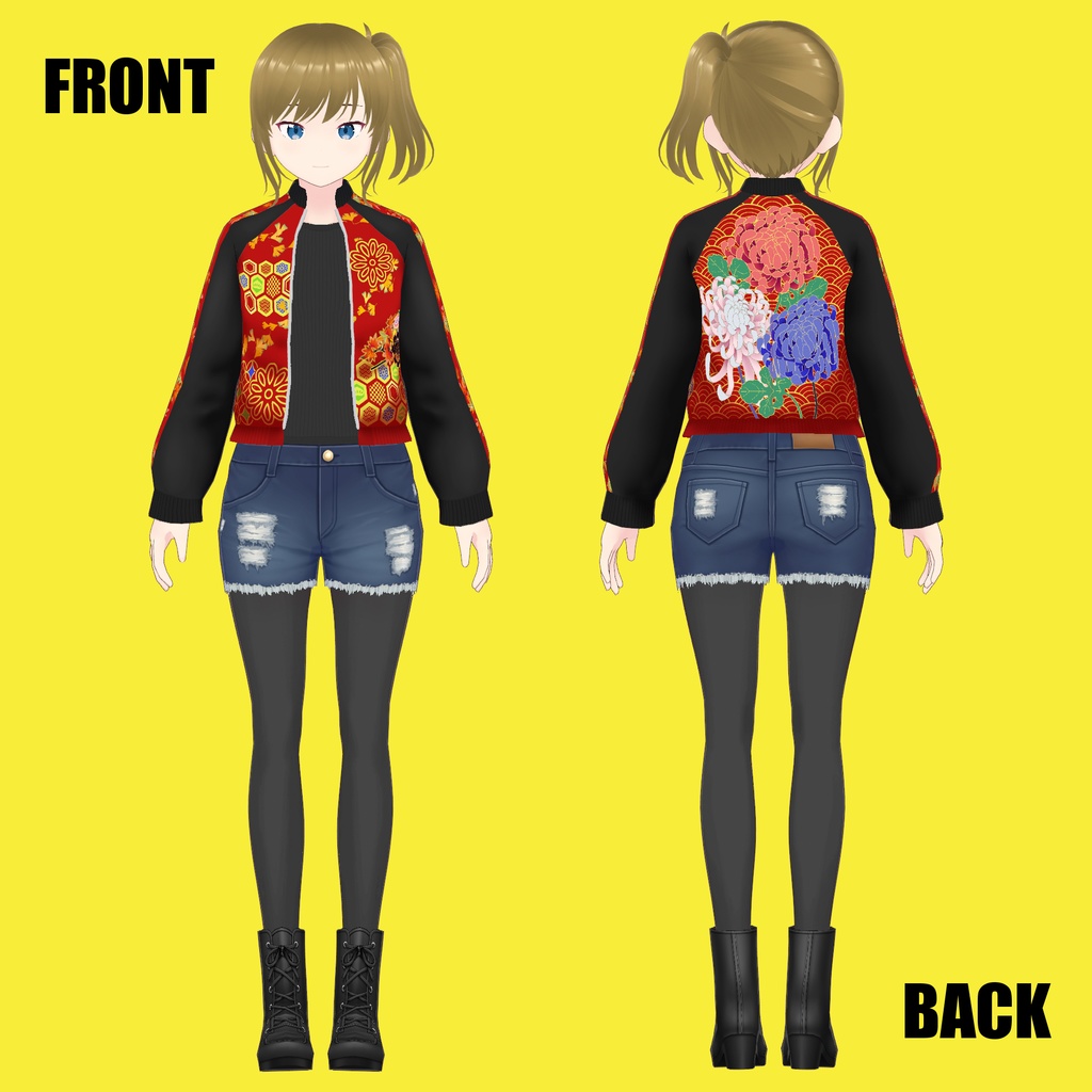 VRoid衣装【和柄スカジャン・秋】