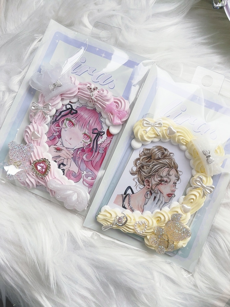 ハートのペアケース♡ 硬質ケースデコ ホイップデコ トレカケースデコ