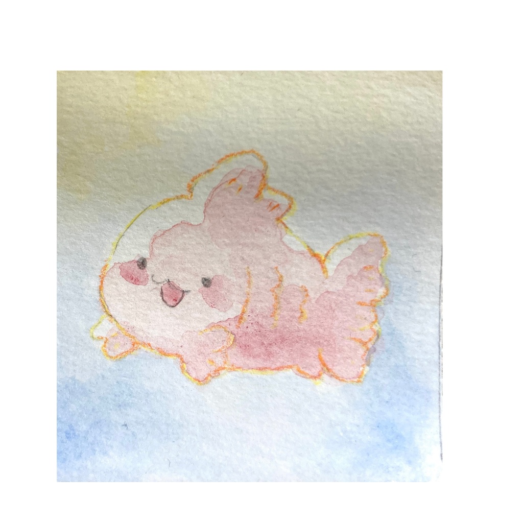 透明水彩　ミニ原画（額なし）　おさかな　a2