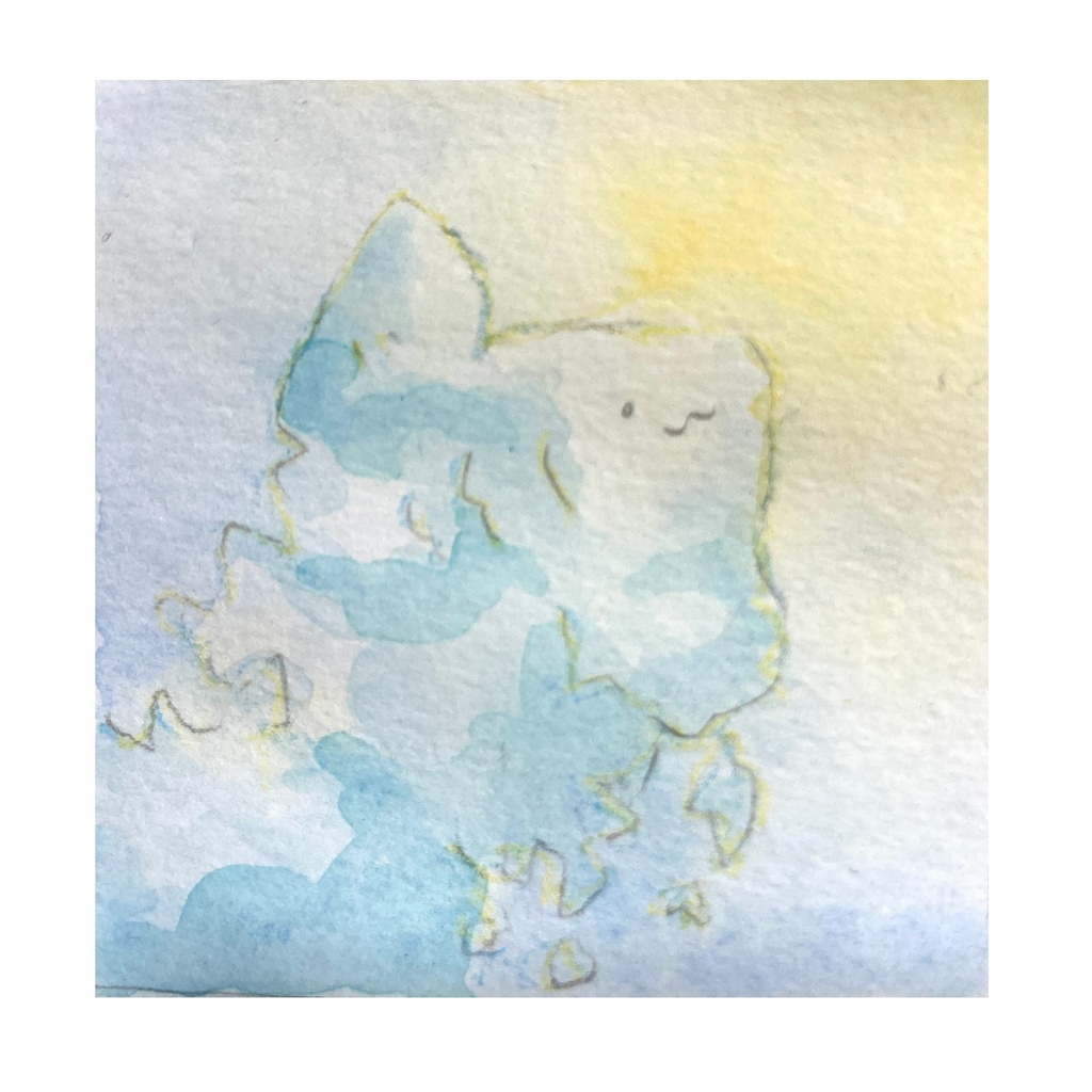 透明水彩　ミニ原画（額なし）　おさかな　a4