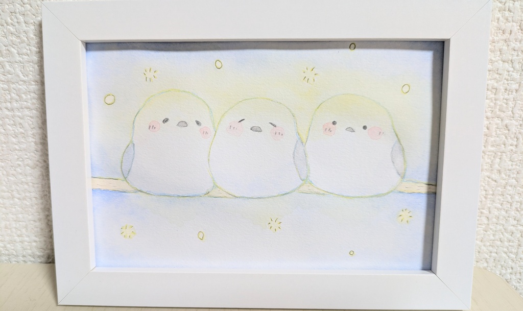 ポストカードサイズ原画　シマエナガ