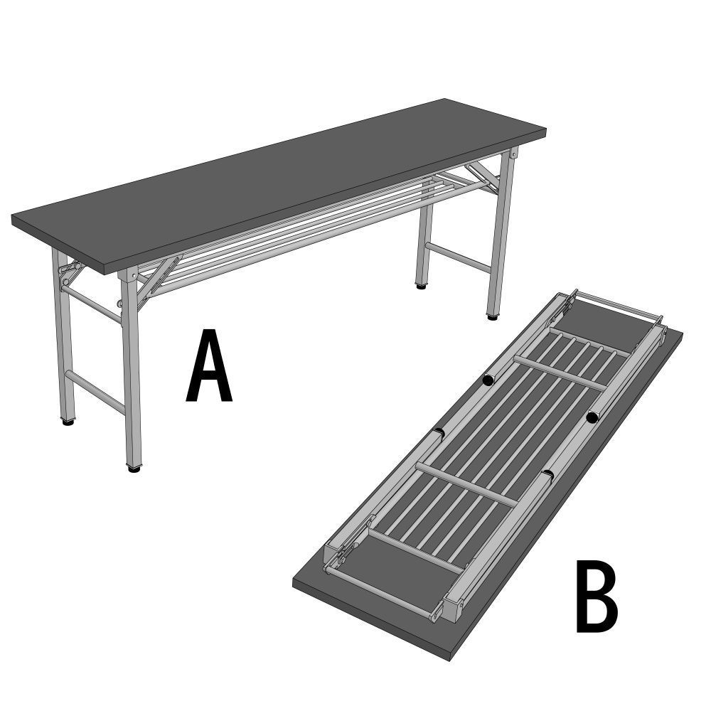【3Dモデル】会議用テーブル2種(クリスタ線画抽出用モノクロ着色 FBX・CS3O形式)