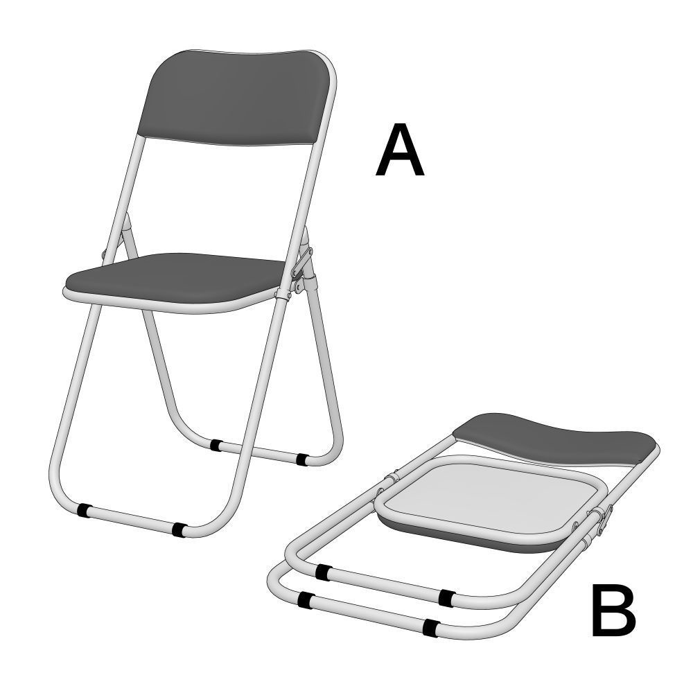 【3Dモデル】パイプ椅子２種（クリスタ線画抽出用モノクロ着色 FBX・CS3O形式）