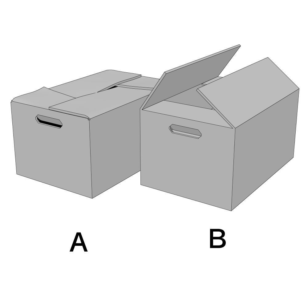 【3Dモデル】段ボール箱２種（クリスタ線画抽出用モノクロ着色 FBX・CS3O形式）