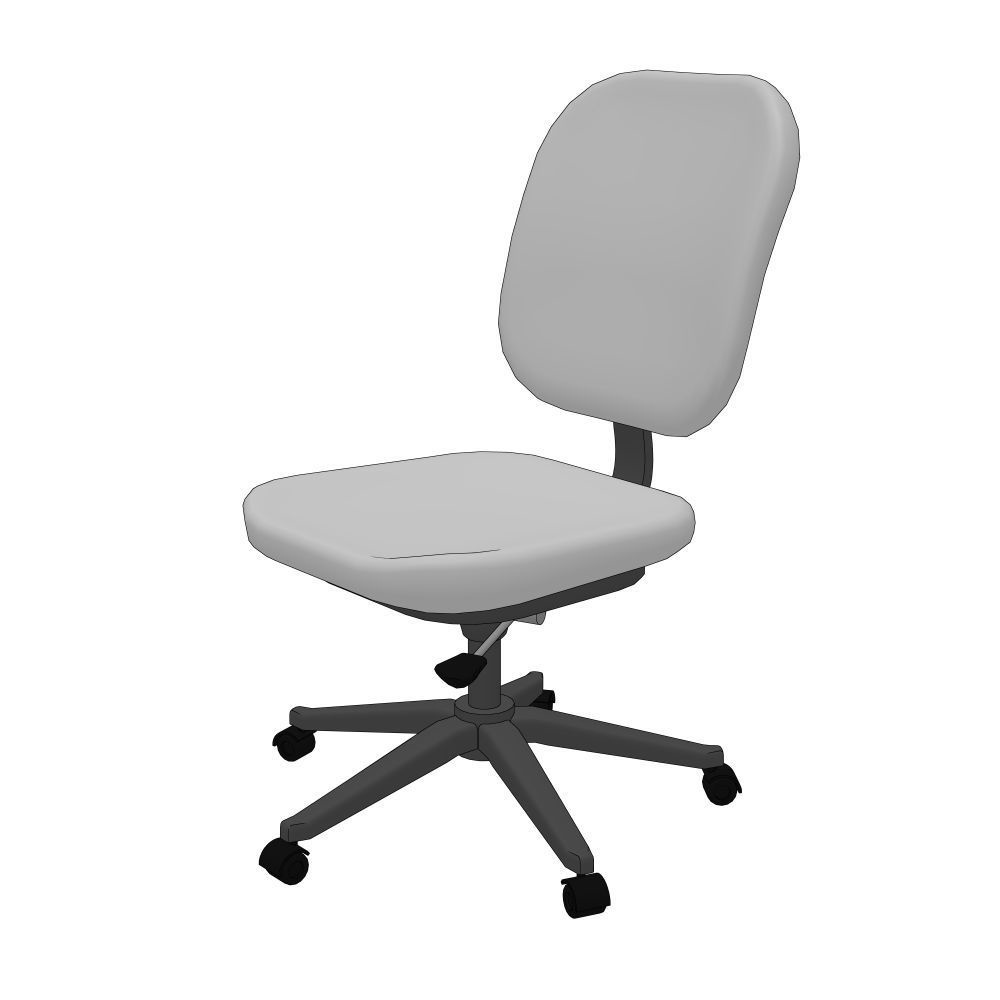 【3Dモデル】事務用椅子A（クリスタ線画抽出用モノクロ着色 FBX・CS3O形式）