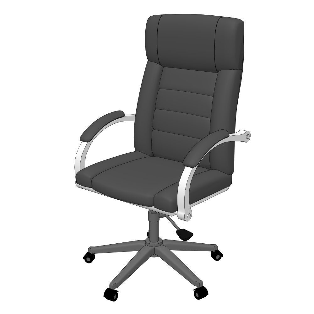 【3Dモデル】事務用椅子B(クリスタ線画抽出用モノクロ着色 FBX・CS3O形式)