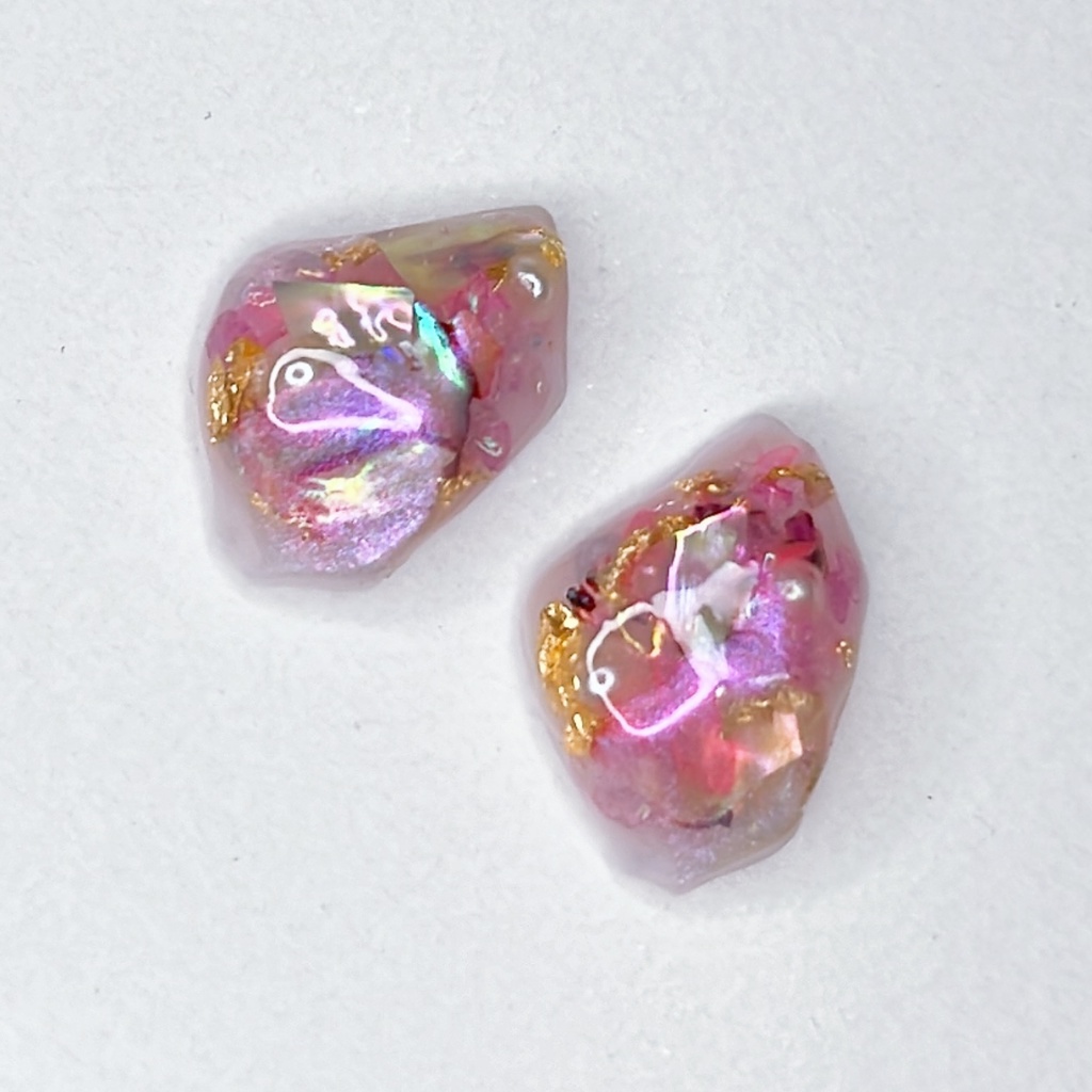 ローズクォーツの春ピアス