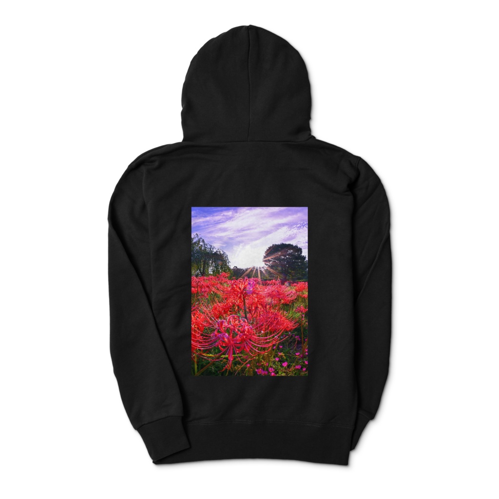 バックには曼珠沙華のジップパーカー