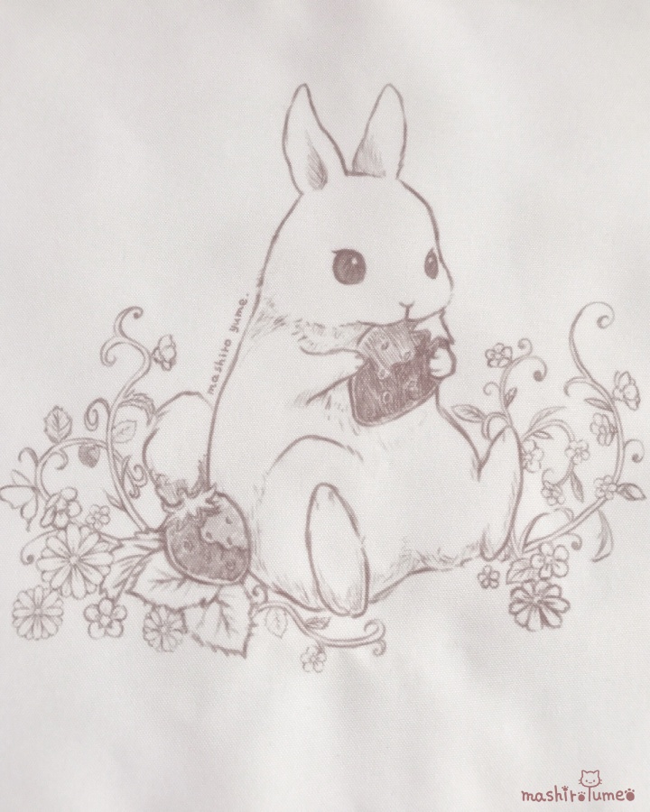 うさぎと苺トート 白