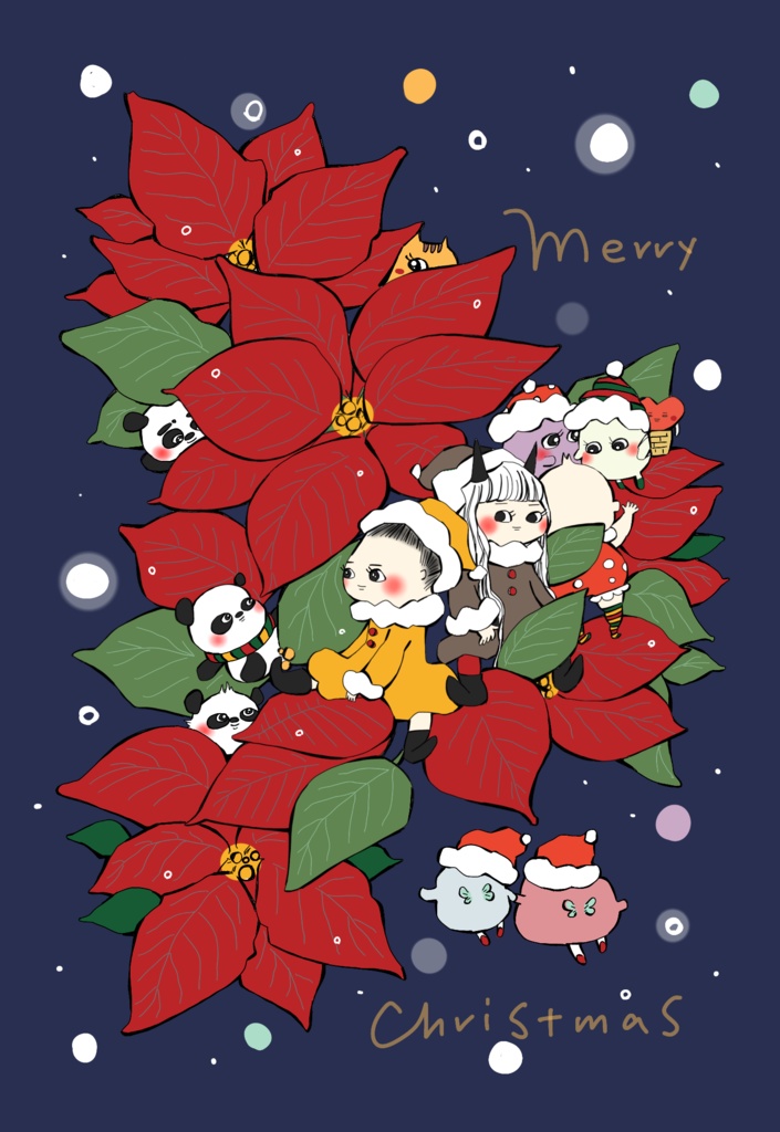 ぷりのこ　クリスマス🎄ポストカード2枚セット