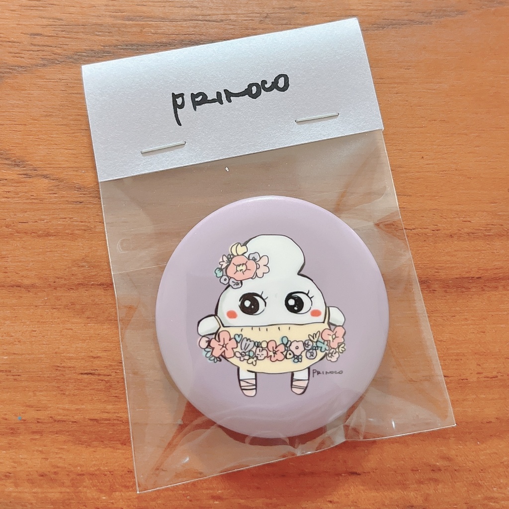 ぷりとろ　はな缶バッジ44mm    ライラック