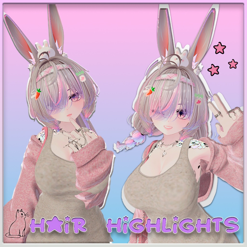 カワイイMAXツインポニーヘア Highlight galaxy texture