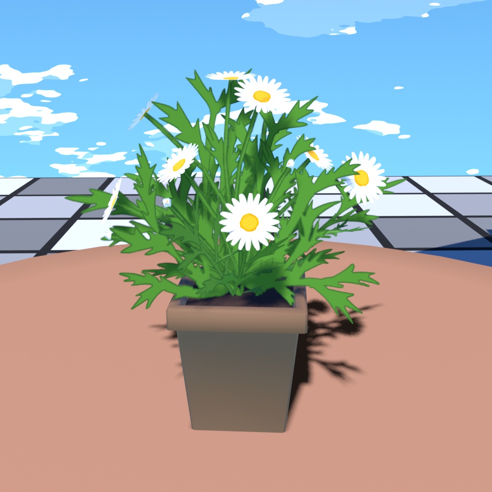 マーガレット風　植木鉢小物　軽量　３Dモデル　