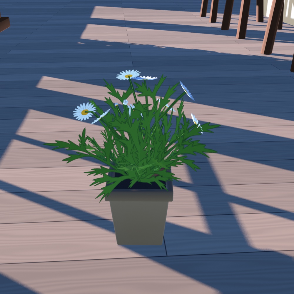 マーガレット風 植木鉢小物 軽量 3Dモデル