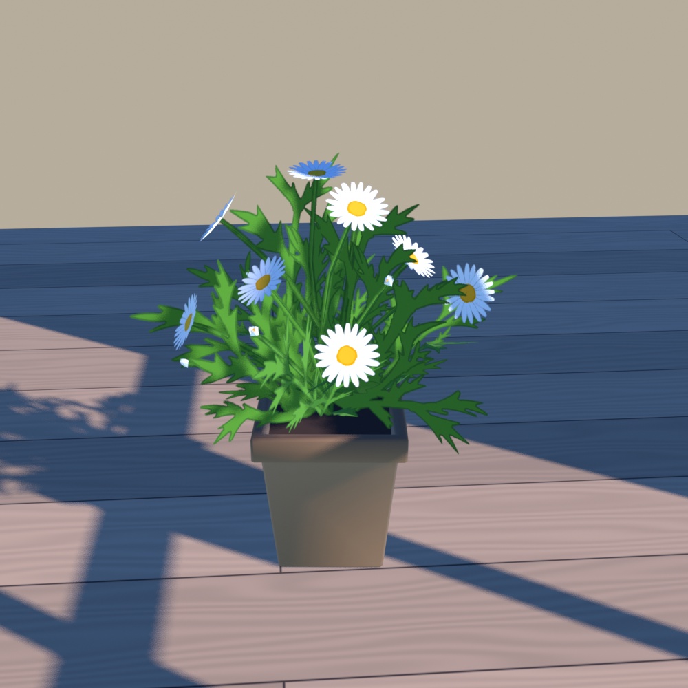 マーガレット風 植木鉢小物 軽量 3Dモデル