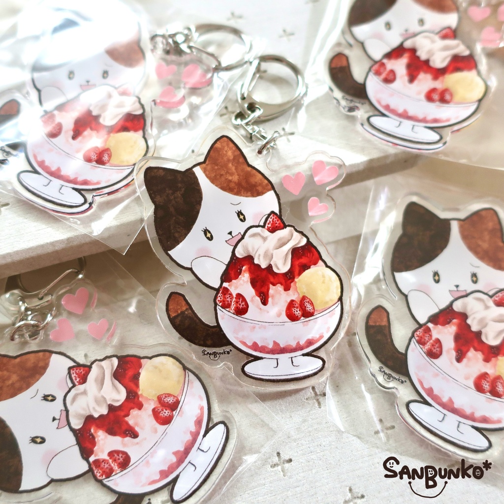 みけにゃんとかき氷。 アクリルキーホルダー