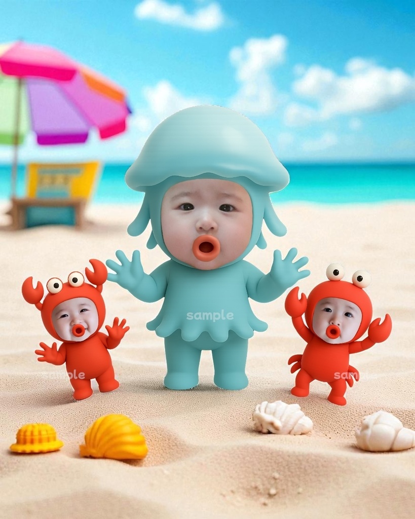 海の仲間ピクミリー素材セット|お得な6点セット(600円)🦀🦑🪼