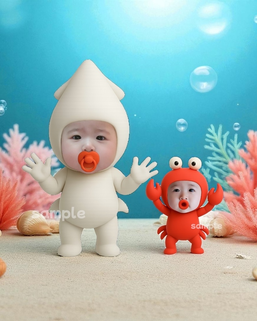 海の仲間ピクミリー素材セット|お得な6点セット(600円)🦀🦑🪼