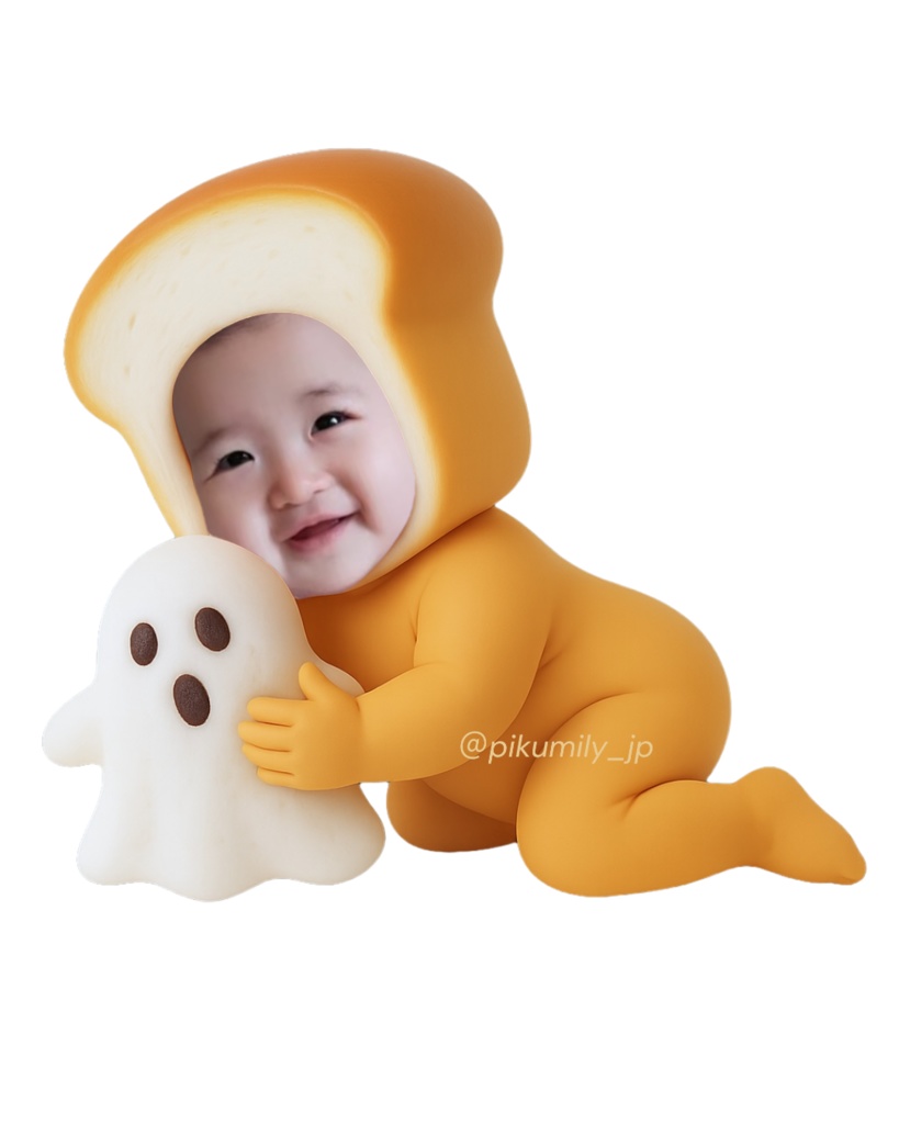 ハロウィンパンピクミリー🍞おばけを抱っこver.