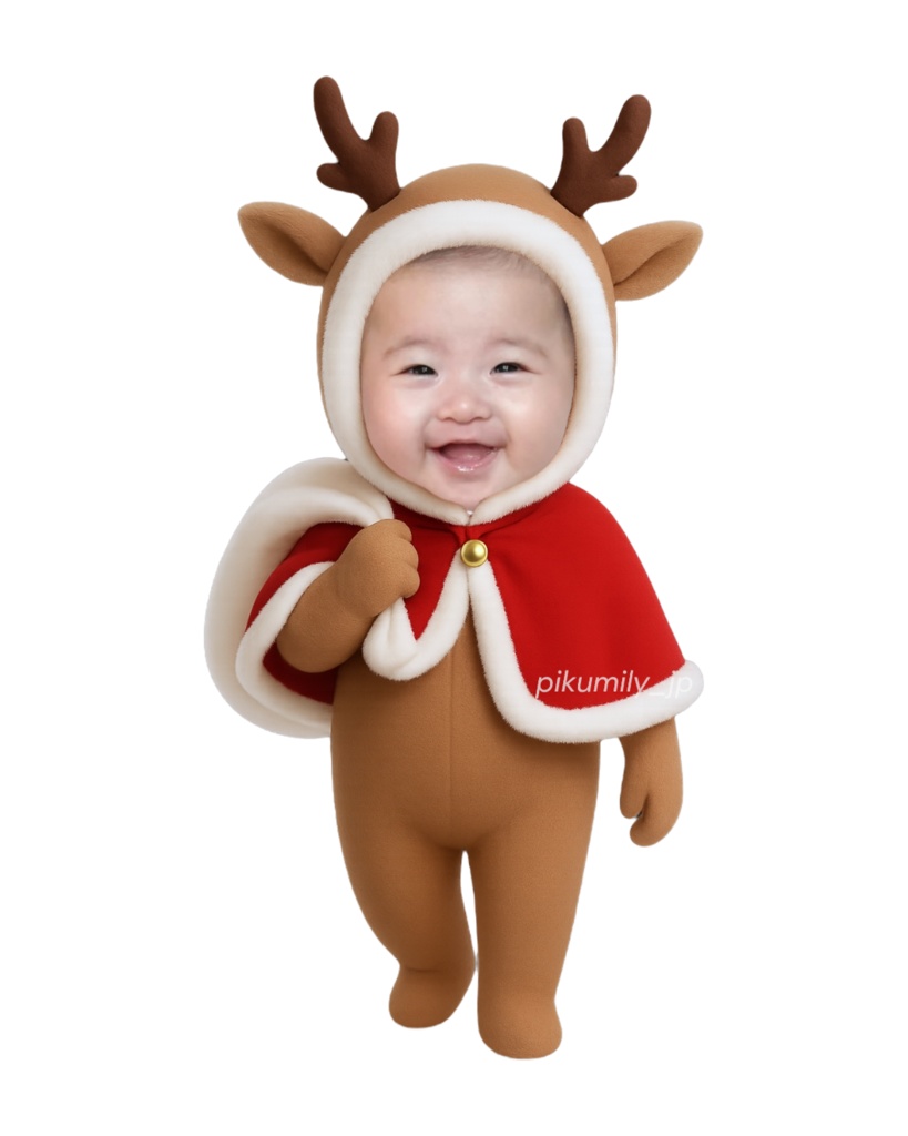 サンタさん&トナカイピクミリーセット🎄(背景透過PNG)