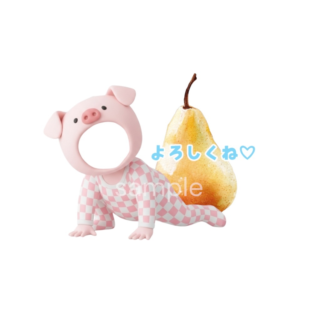 🐷🍓【24種フルーツ&ぶたさん】写真を入れるだけ!我が子で作れるLINEスタンプ&素材セット