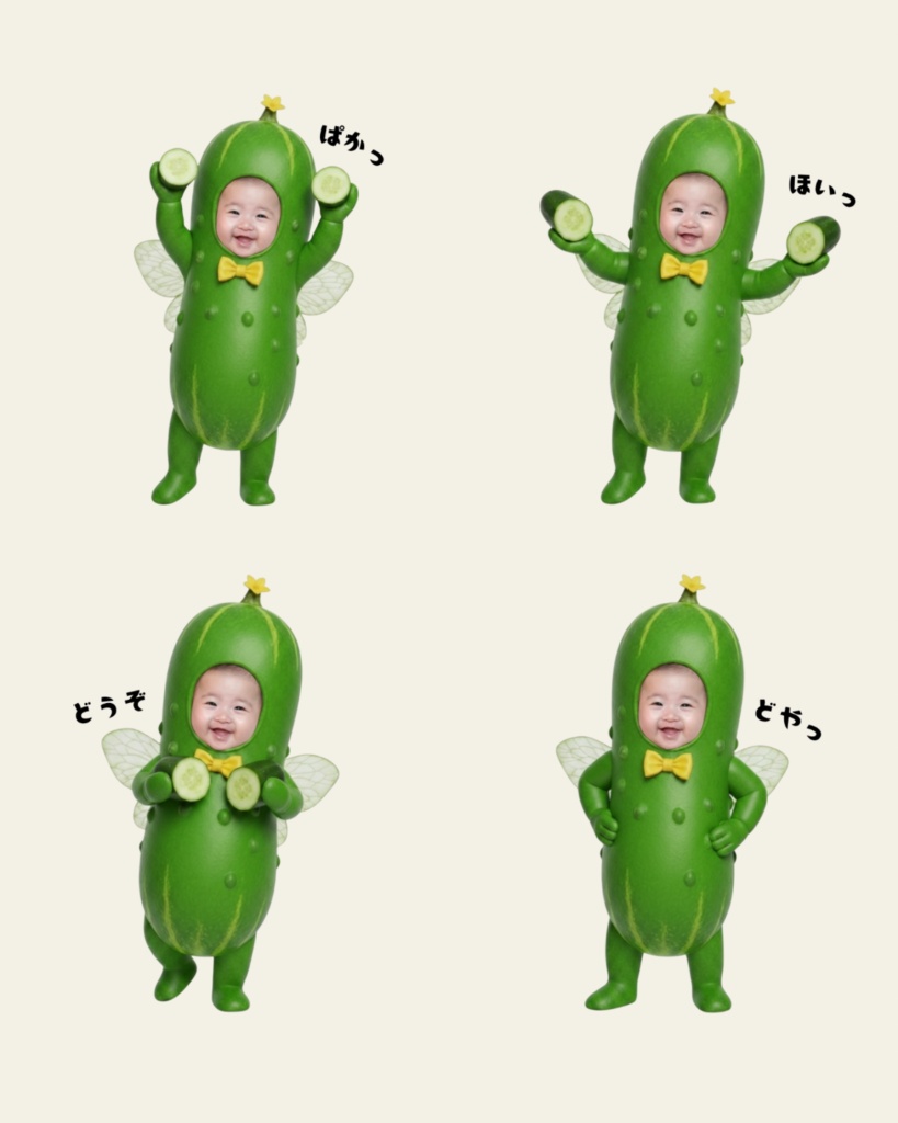 Little Veggie|トマトちゃんときゅうりくん 顔はめ素材16セット