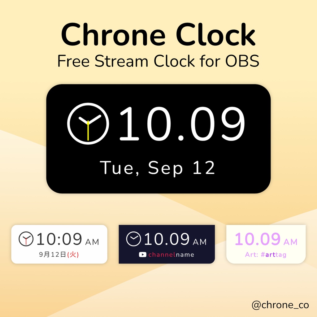 Chrone Clock | Youtube , Twitch , OBS Clock クロック